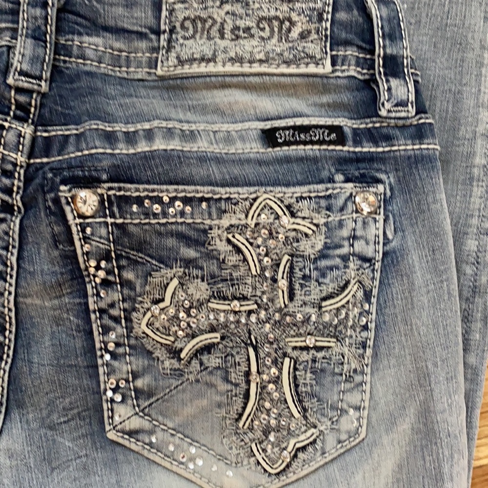 Miss Me blue denim embellished skinny jeans 27